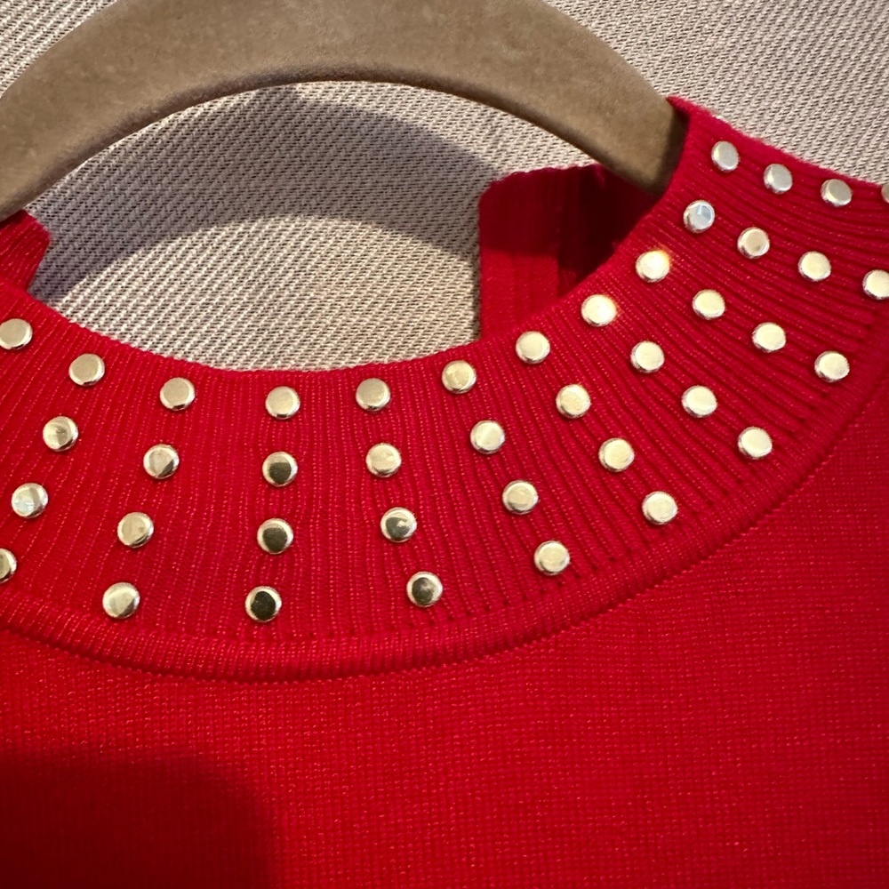 Very pretty red dress with gold metal embellishments